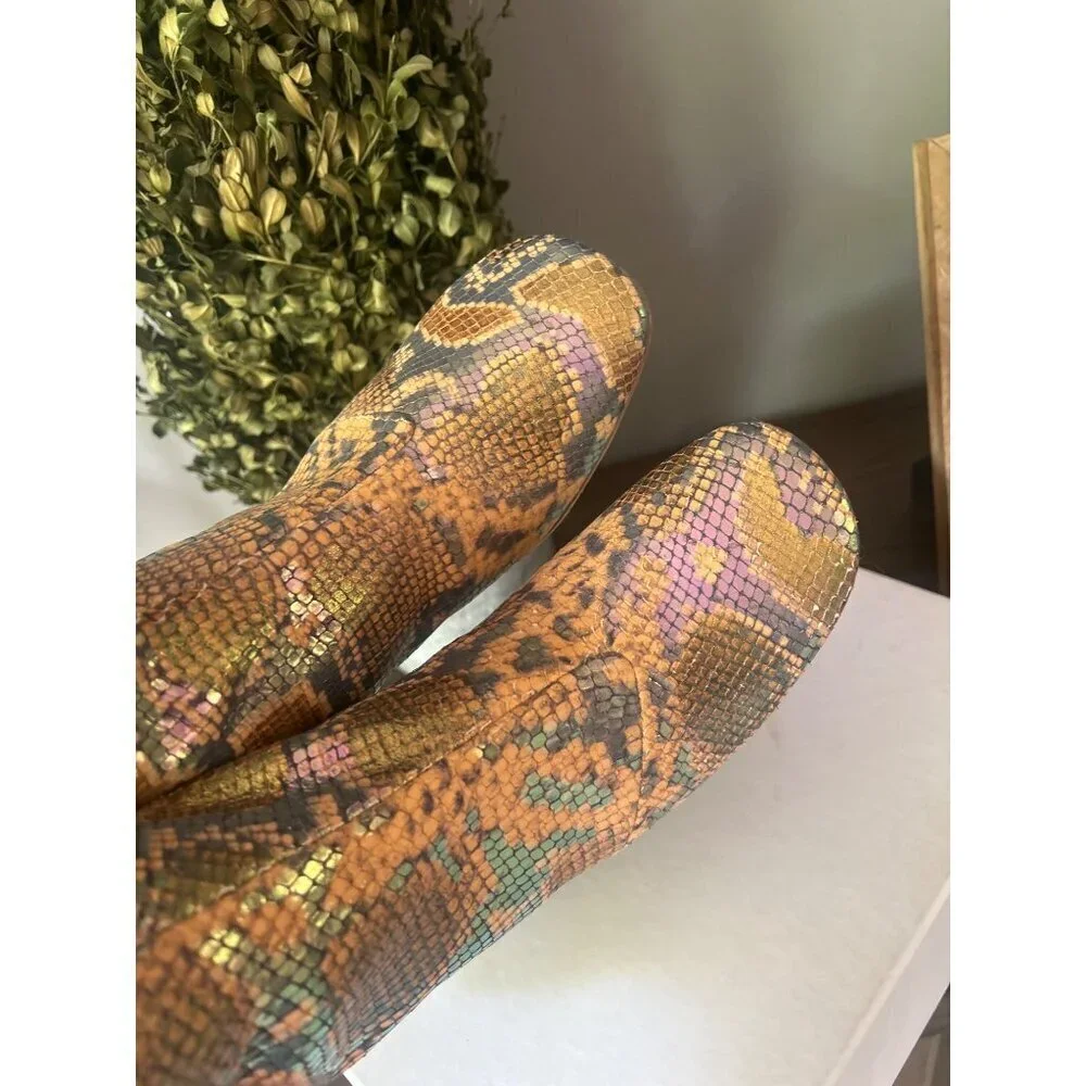 Forte Forte Chic Printed Snakeskin Leather Ankle Boots Caju Womens Size 41 US 9.